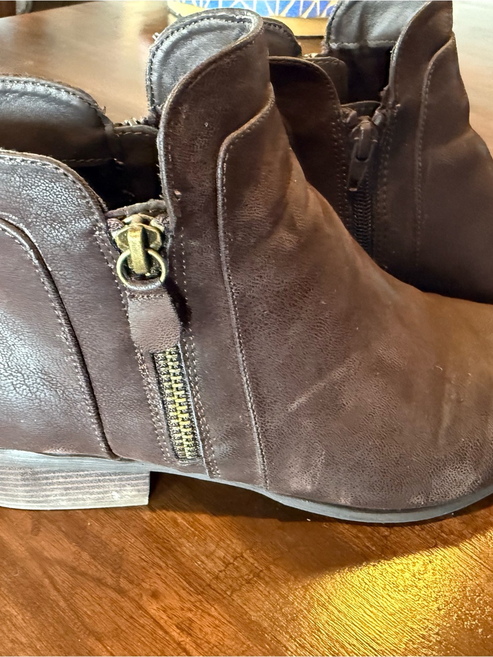 Women's Brown Suede Ankle Boot with Side Zipper